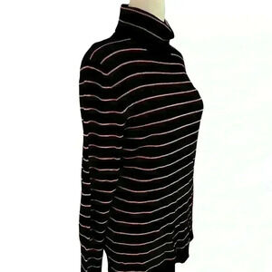 Coldwater Creek Long Sleeve Turtleneck Sweater Size 8 Black Gold Fall Mid Weight